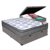 Box Baú Casal Cinza + Colchão ISO Superpocket Molas Ortobom Box Baú Casal Cinza + Colchão ISO Superpocket Molas Ortobom