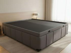 Box Bau Casal Premium 1,44x1,94x0,48m Primore Linho Grafite