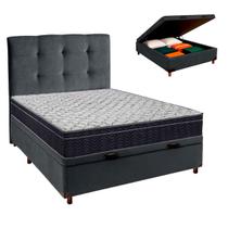 Box Bau Cinza+Colchão Casal Airtech 150 Ortobom+Cabeceira