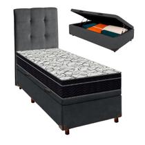 Box Bau Cinza Veludo Com Colchão Solteiro Airtech150 Ortobom e Cabeceira Box Bau Cinza Veludo Com Colchão Solteiro Airtech150 Ortobom e Cabeceira