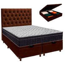 Box Bau Marrom+Colchão Casal Airtech 150 Ortobom+Cabeceira Box Bau Marrom+Colchão Casal Airtech 150 Ortobom+Cabeceira