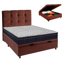 Box Bau Marrom+Colchão Casal Airtech 150 Ortobom+Cabeceira Box Bau Marrom+Colchão Casal Airtech 150 Ortobom+Cabeceira