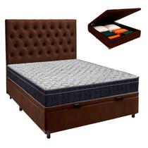 Box Bau Marrom+Colchão Casal Airtech 150 Ortobom+Cabeceira