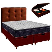 Box Bau Marrom+Colchão Casal Airtech 150 Ortobom+Cabeceira Box Bau Marrom+Colchão Casal Airtech 150 Ortobom+Cabeceira
