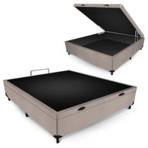 Box Baú Max Ultra Suede Bege Casal 138x188x42cm