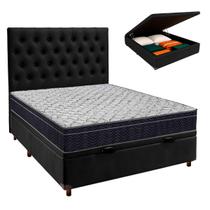 Box Bau Preto Com Colchão Casal Airtech 150 Ortobom e Cabeceira Box Bau Preto Com Colchão Casal Airtech 150 Ortobom e Cabeceira