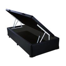Box Baú Solteiro LF Moveis Suede Preta - 39x78x188