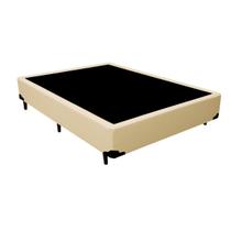 Box Bege de Cama Casal Resistente Madeira