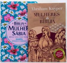Box bíblia de estudo da mulher sábia + mulheres da bíblia jardim margaridas
