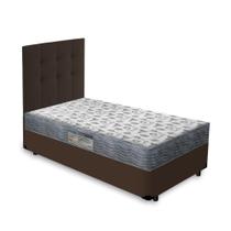 Box + Cabeceira Cassis e Colchão Solteiro Ortobom ISO 100 88x188x53cm Marrom