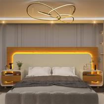 Box Casal 2 Mesas de Cabeceira com Led Innova 100% MDF Branco Naturale/Off White
