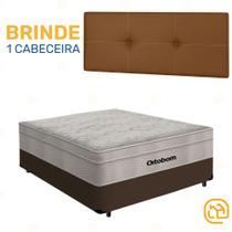 Box Casal Marrom + Cabeceira Painel Iris Marrom + Colchão De Molas AirTech SpringPocket 138cm