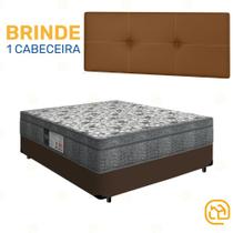 Box Casal Marrom + Cabeceira Painel Iris Marrom + Colchão De Molas Physical Nanolastic 138cm