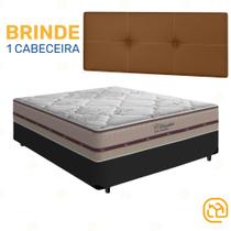 Box Casal Preta + Cabeceira Painel Iris Marrom + Colchão Classic Molas Ensacadas 138cm