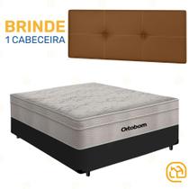 Box Casal Preta + Cabeceira Painel Iris Marrom + Colchão De Molas AirTech SpringPocket 138cm