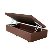 Box com Baú Marrom de Cama Solteiro Resistente Madeira