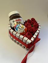 Box Coração - Chocolate, Nutella, Presente Namorada, Rosas, Criativo - XOXO - Surpreenda