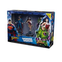 Box de Luxo - Miniaturas Dc Masterpiece Liga da Justiça - Action Figure Super Homem e Mulher Maravilha - Eaglemoss