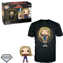 Box funko pop marvel - capitã marvel + camiseta