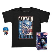 Box funko pop pocket marvel - capitão america + camiseta