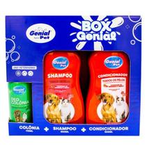 Box Genial Pets Todas as Raças Shampoo Condicionador Perfume Cachorros Gatos