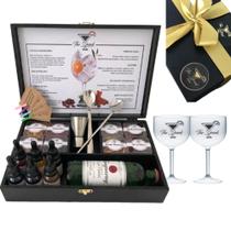 Box Gin + 8 Especiarias + 6 Xarope + Dosador + Colher + Taça Namorado - The Drink Premium Box