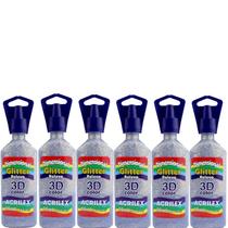Box Kit 6 Dimensional Glitter 3D Acrilex 35ml - Escolha Cor