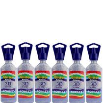 Box Kit 6 Dimensional Glitter 3D Acrilex 35Ml - Escolha Cor