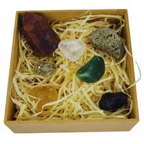 Box Kit Prosperidade com 7 Pedras Naturais Caixa Presente Box Kit Prosperidade com 7 Pedras Naturais Caixa Presente