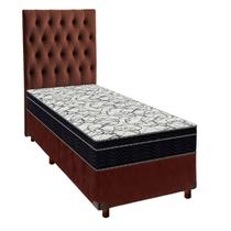 Box Marrom + Colchão Solteiro Airtech 150 Ortobom + Cabeceira Box Marrom + Colchão Solteiro Airtech 150 Ortobom + Cabeceira