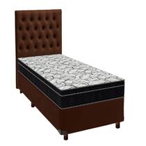 Box Marrom com Colchão Solteiro Airtech 150 Ortobom e Cabeceira Box Marrom com Colchão Solteiro Airtech 150 Ortobom e Cabeceira