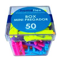 Box Mini Prendedor Mini Pregador Homeflex 50 Unidades