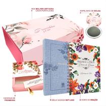 Box Mulher Virtuosa Bíblia Sagrada NVT Luxo Azul + Diário de Oração nos braços do Pai