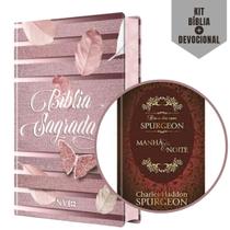 Box Original Pão Diário 2 Unidades - 1 Bíblia NVI Feminina Borboleta Rosa + 1 Devocional De Meditações Com Spurgeon