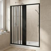 Box para Banheiro de PVC 190x185cm Sanfonado Frontal Bcf Preto
