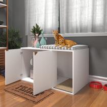 Box Pet Para Gato Cantinho Banheiro Com 2 Portas Branco Com Cobre