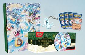Box Pokémon Calendário de Festas de Fim de Ano Copag Cards Cartas Boosters Presente Chaveiro