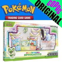 Box Pokémon Coleção Paldea Sprigatito com Broche e Carta Gigante Miraidon EX Copag