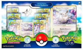 Box Pokémon Go Eevee Radiante Carta Gigante + Broche Coleção Premium