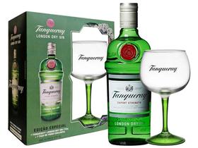 Box Presente Tanqueray - Gin 750ml Com Taça de Vidro 600ml - Produto Oficial Diageo