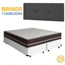 Box Queen Branca + Cabeceira Painel Iris Preta + Colchão de Molas Classic Superlastic 158cm