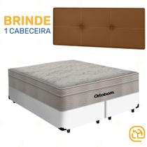 Box Queen Branco + Cabeceira Painel Iris Marrom + Colchão De Molas AirTech SpringPocket 158cm