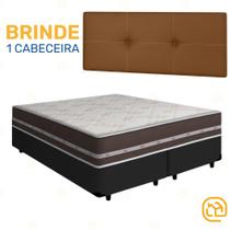 Box Queen Preta + Cabeceira Painel Iris Marrom + Colchão Classic Superlastic 158cm