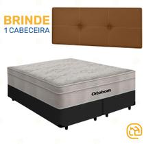 Box Queen Preta + Cabeceira Painel Iris Marrom + Colchão De Molas AirTech SpringPocket 158cm
