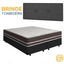 Box Queen Preta + Cabeceira Painel Iris Preta + Colchão de Molas Classic Superlastic 158cm