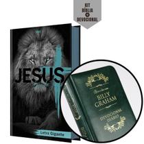 Box Sagrado - Bíblia NVI Letra Gigante Leão De Judá + Livro de Devocionais Diários Com Billy Graham 366 Dias - Pão Diário