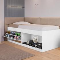 Box Solteiro 2 Prateleiras Flórida Com Kit Pet e Colchão Branco