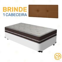 Box Solteiro Branca + Cabeceira Painel Iris Marrom + Colchão de Molas Classic Superlastic 88cm Box Solteiro Branca + Cabeceira Painel Iris Marrom + Colchão de Molas Classic Superlastic 88cm