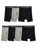 Boxer Briefs Frescos para Homens, 7 Pacotes - Preto/Cinza, Tamanho Médio