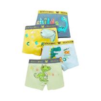 Boxer Infantil Respirável e Antibacteriano de Algodão - Conjunto com 4 Peças (1 a 14 anos)